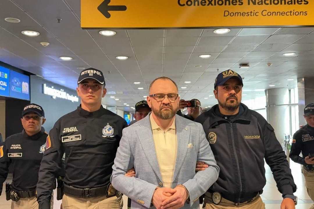 Denis Alimov, allegedly a member of a Russian hit squad, being detained in Colombia. Photo via social media.