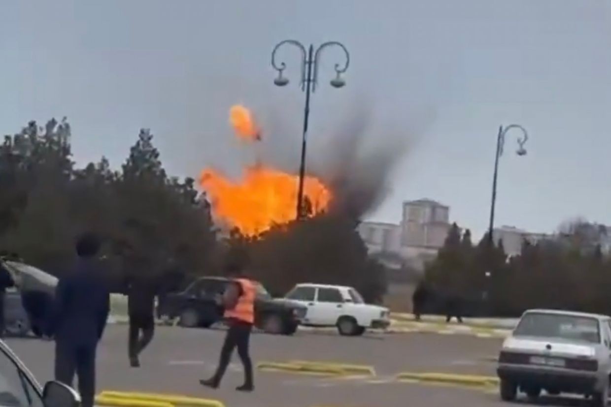 Screengrab from Telegram video showing the moment a drone struck.