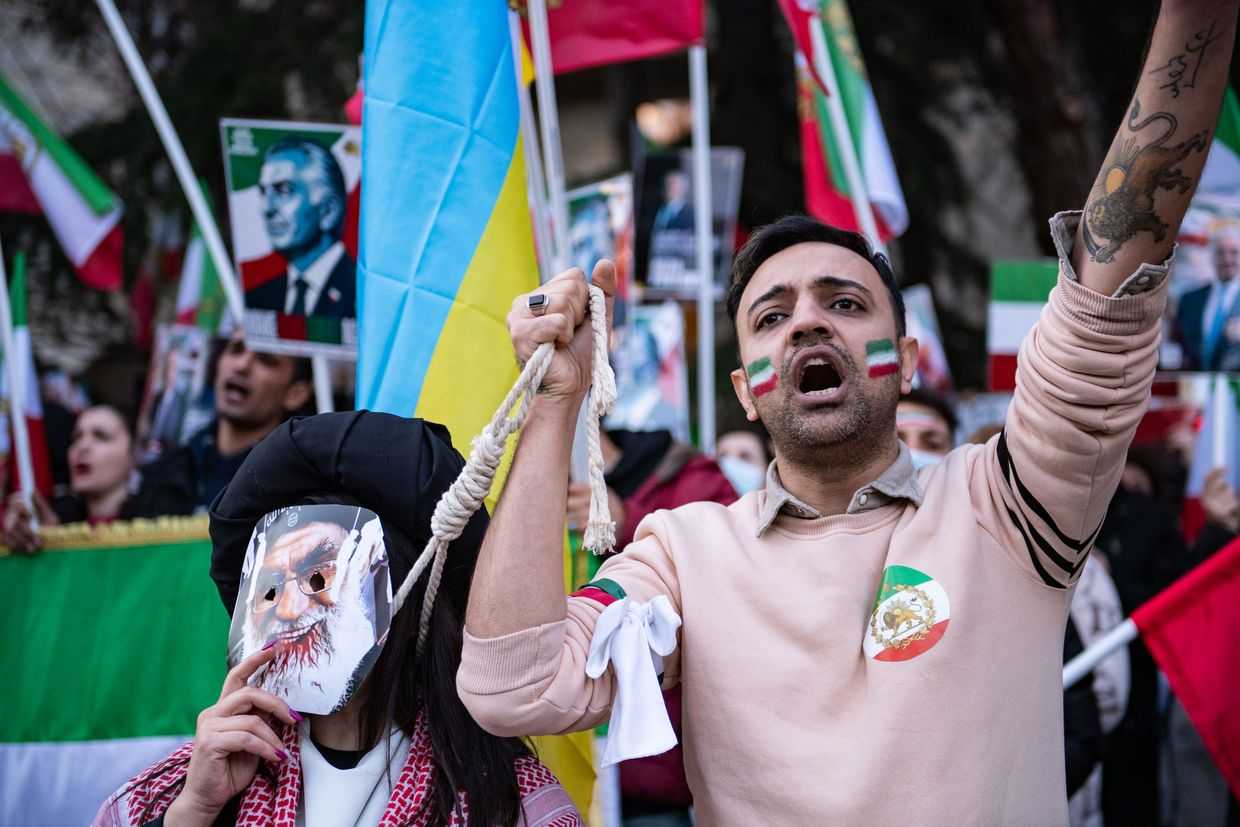 Iranians protest in Georgia in February 2026. Photo: Mariam Nikuradze/OC Media.