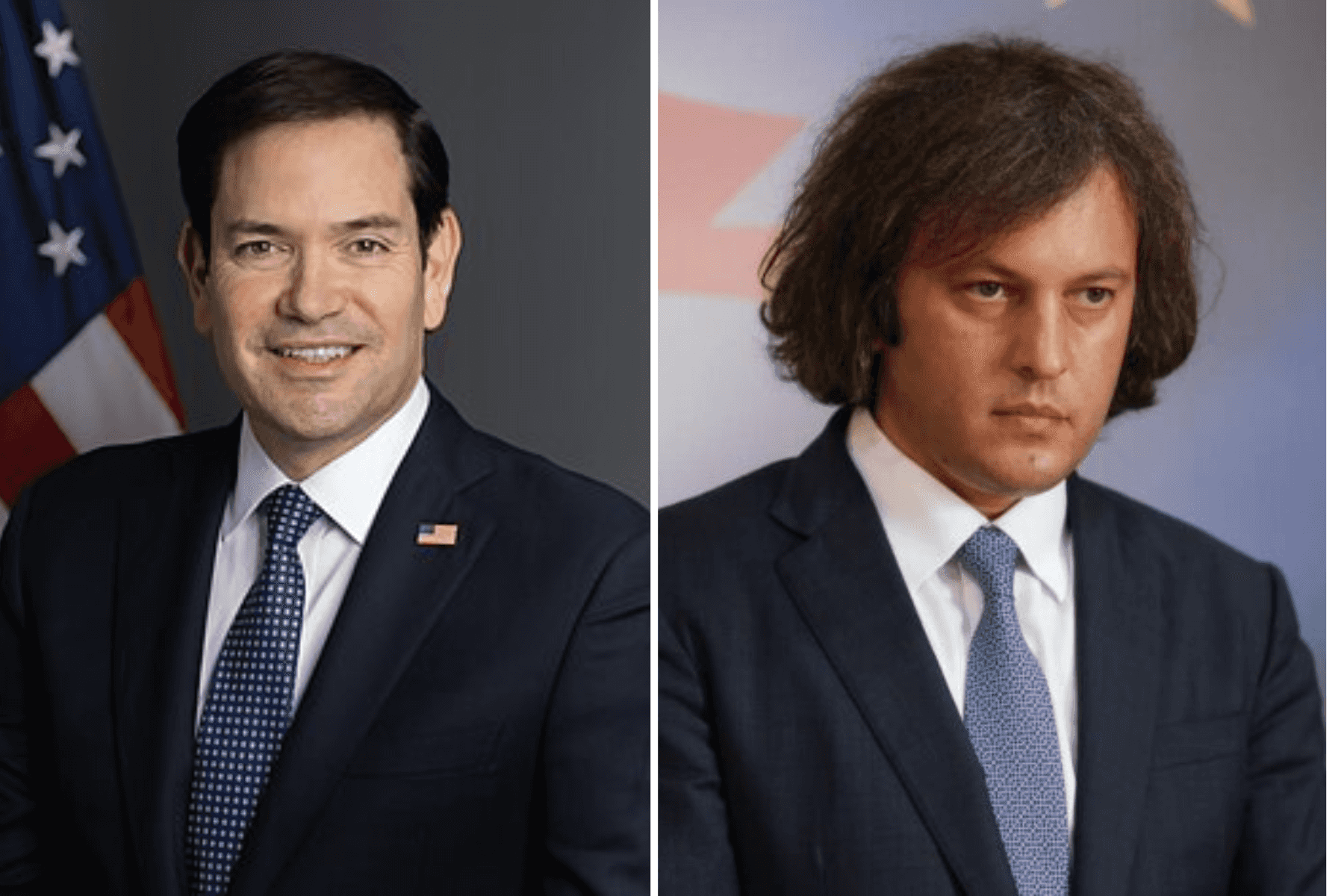 US Secretary of State Marco Rubio (left) and Georgian Prime Minister Irakli Kobakhidze (right). Official photos.