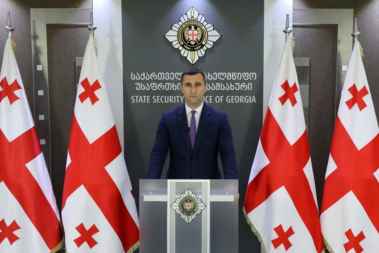 Emzar Gagnidze, director of the Anti-Corruption Agency of the State Security Service, announcing the arrest of Levan Akhobadze. Official photo.