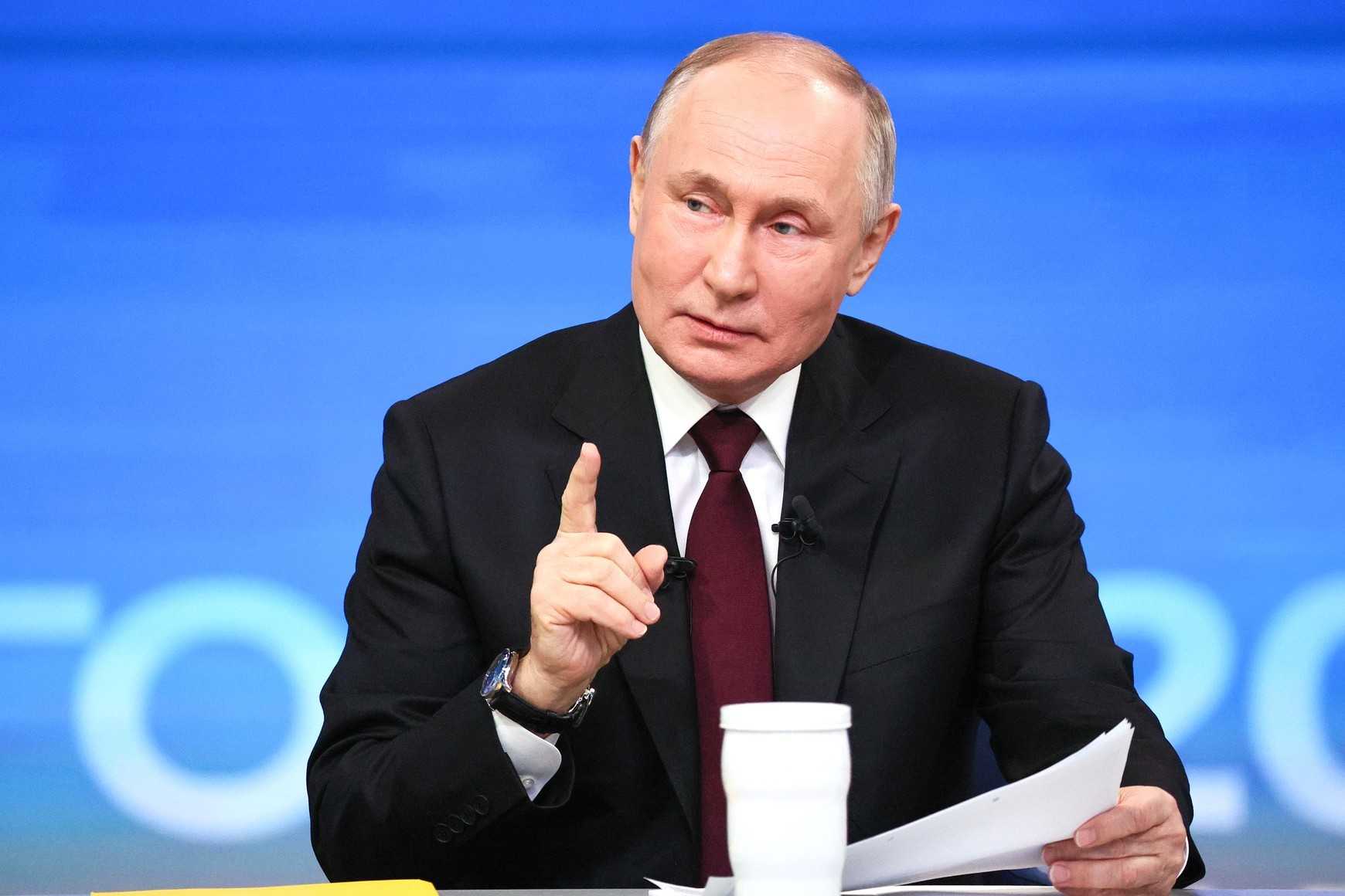 Vladimir Putin during his annual press conference on 14 December 2023. Photo: Sergei Bobylev/TASS.